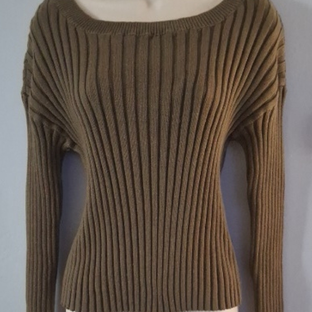 Shein Women's Ribbed Sweater - Army Green